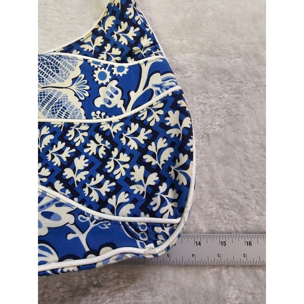 Vera Bradley Blue Lagoon Hobo Shoulder Bag Leather Trim Retired Pattern - Picture 3 of 8